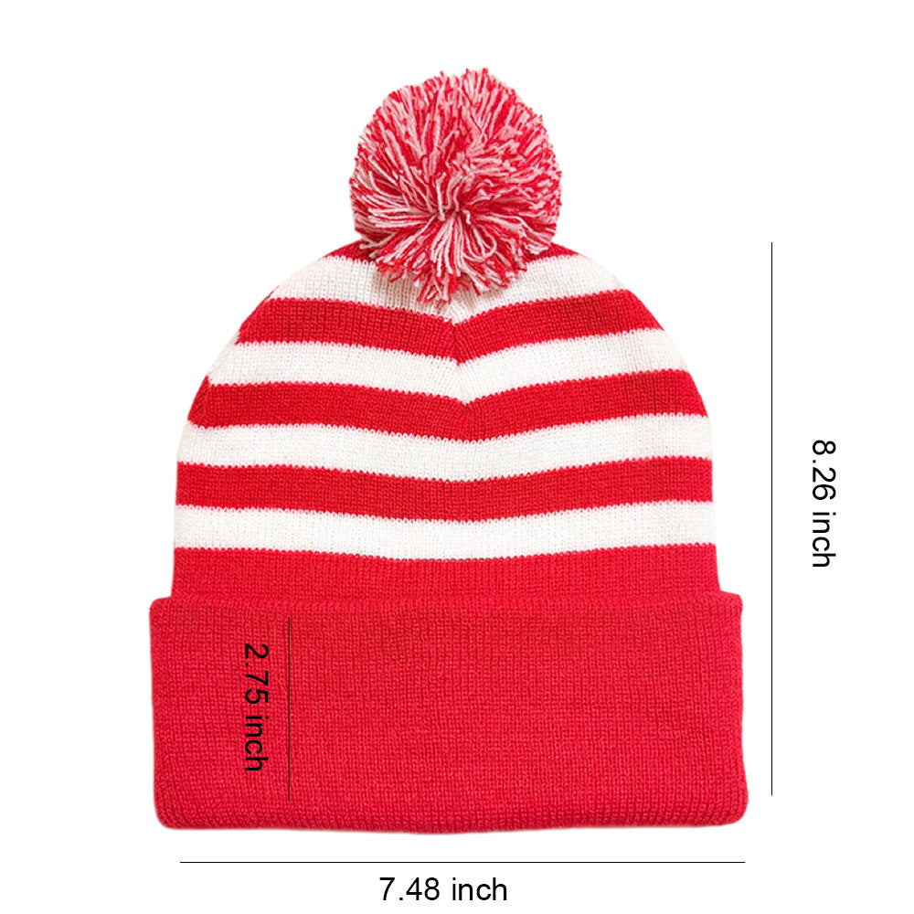 Christmas Acrylic Knit Beanie W/ Pom Pom