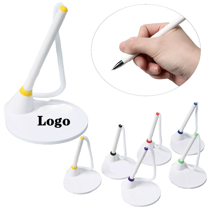 Tethered Counter Desk Pen W/ Round Base