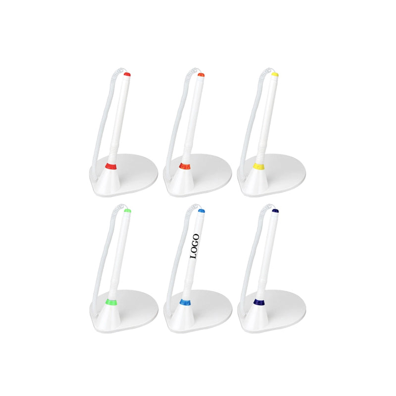 Tethered Counter Desk Pen W/ Round Base
