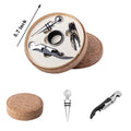 4-Piece Cork Wine Tool Set W/ Round Box