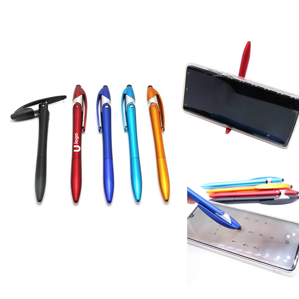 Retractable Ballpoint Pen W/ Stylus & Phone Stand