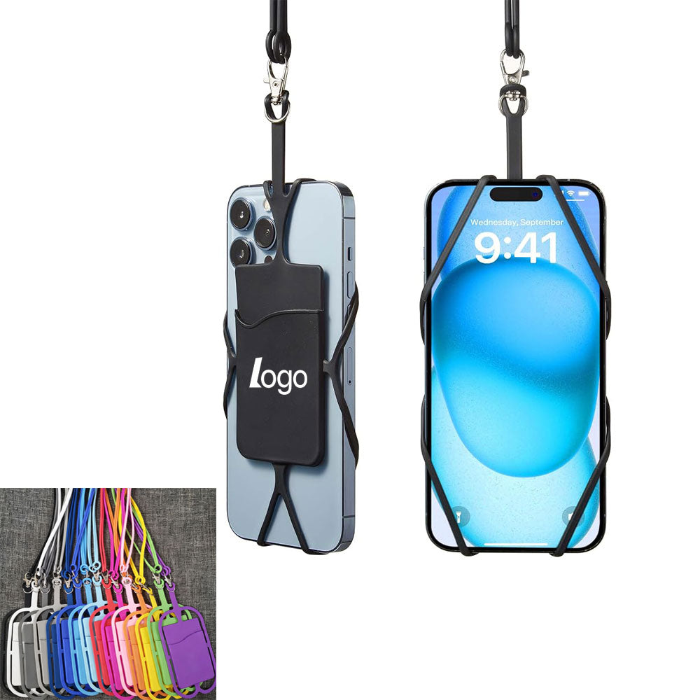 17" Silicone Phone Lanyard W/ Card Holder