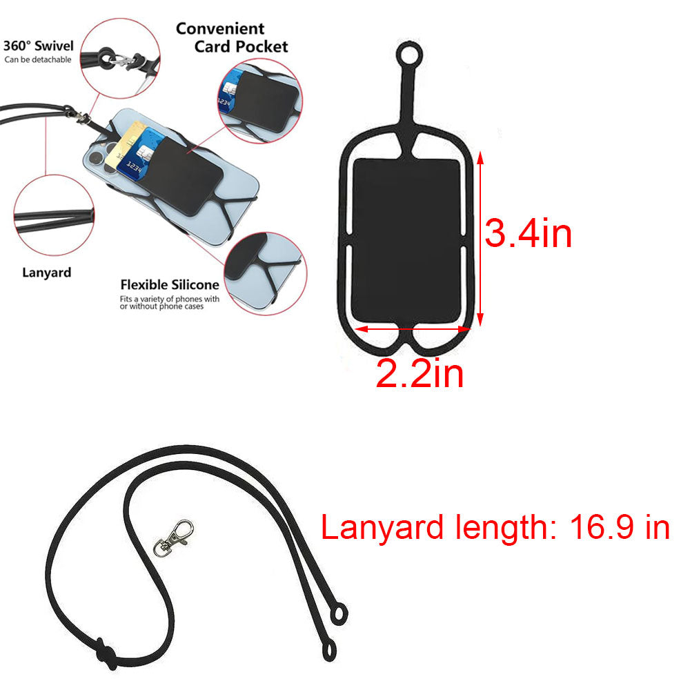 17" Silicone Phone Lanyard W/ Card Holder