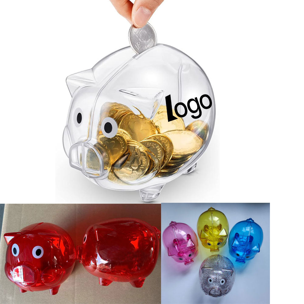 5" X 4" X 4" Unbreakable Transparent Plastic Piggy Bank