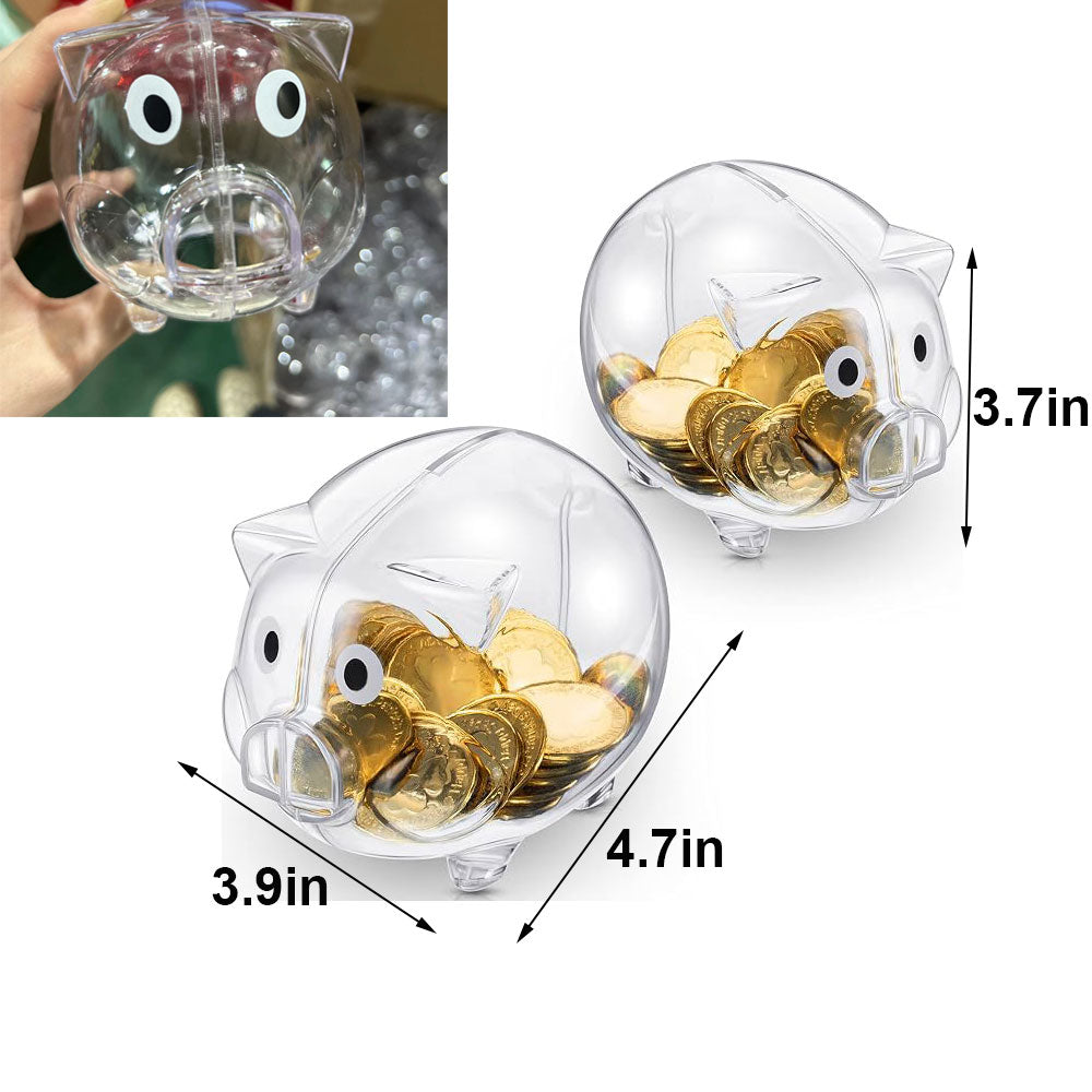 5" X 4" X 4" Unbreakable Transparent Plastic Piggy Bank