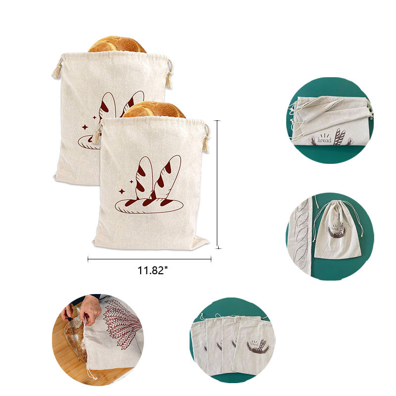 Reusable Cotton and Linen Bread Bags for Food Storage