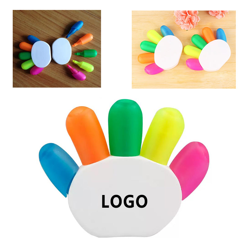 5-Color Hand Shaped Plastic Highlighter
