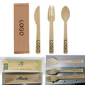 Disposable Bamboo Cutlery Set W/ Fork Spoon & Knife