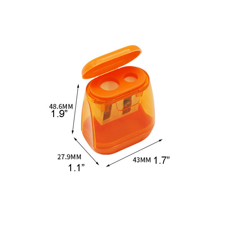 Dual-Hole Manual Pencil Sharpener W/ Transparent Shavings Container