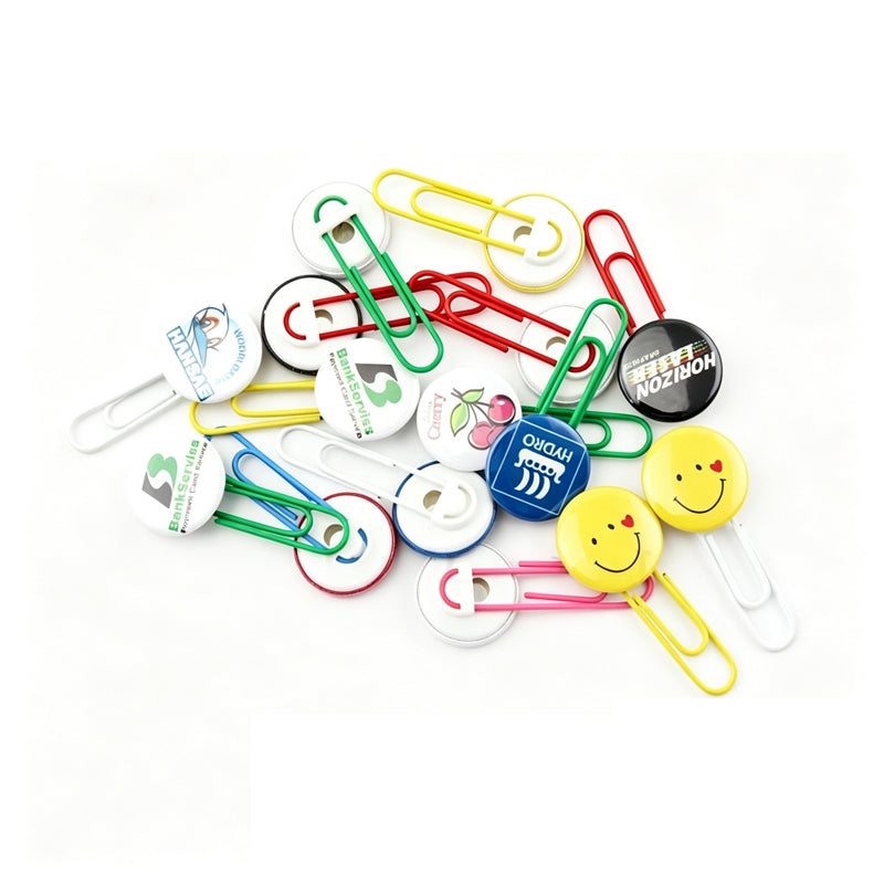 1" Custom Full Color Pin Badge Bookmark Paper Clip